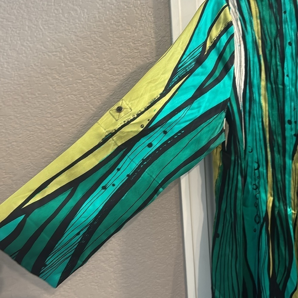 bebe Green and Yellow Striped blouse - Picture 2 of 5